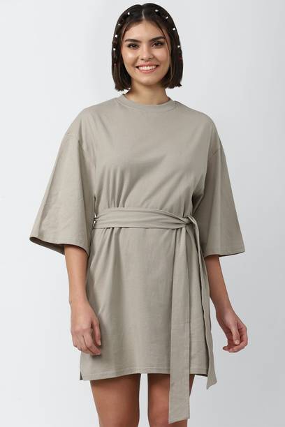 Women A-line Grey Mini/Short Dress