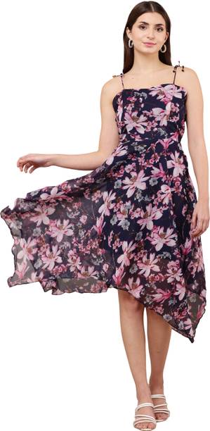 Women Fit and Flare Blue Midi/Calf Length Dress