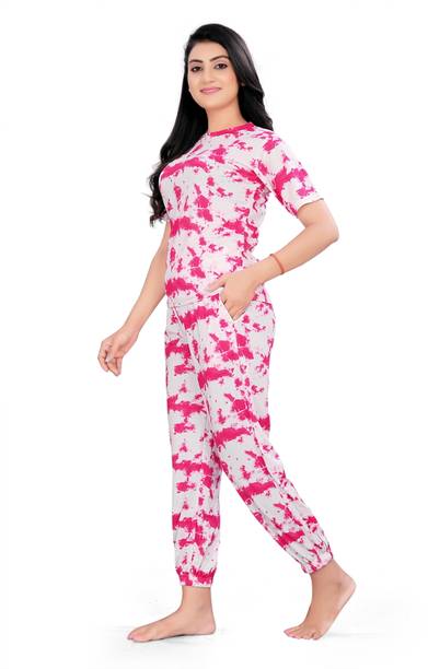 Women Co-ords Pink, White Dress