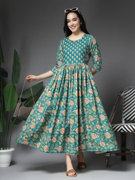 Women Gown Green Maxi/Full Length Dress