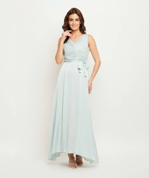 Women Maxi Green Full Length Dress