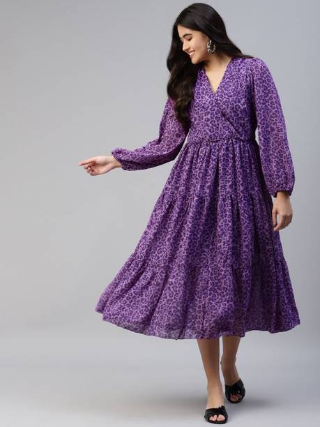 Tata Cliq Purple Flare Dress Tata Cliq Polka Dot Fit And Flare