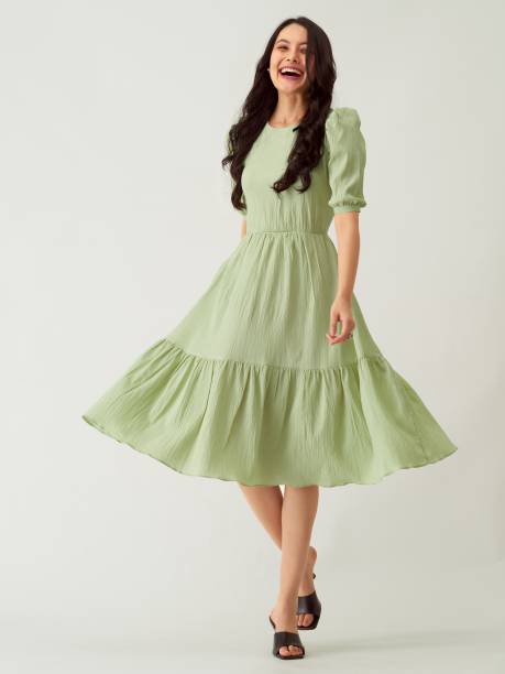 Women A-line Light Green Dress Price in India