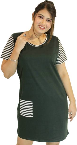 Women Asymmetric Dark Green Knee Length Dress