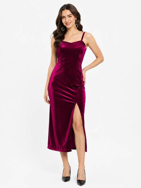 Ghunawali Women Sheath Purple Midi/Calf Length Dress