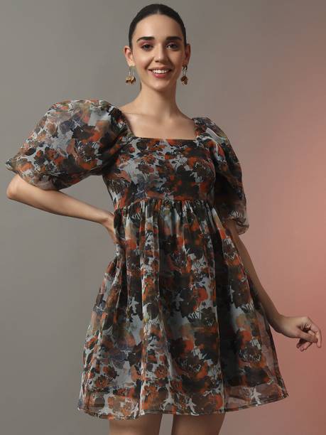 TREND ARREST Women Fit and Flare Multicolor Mini/Short Dress