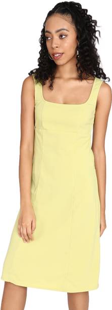 Women Sheath Green Knee Length Dress