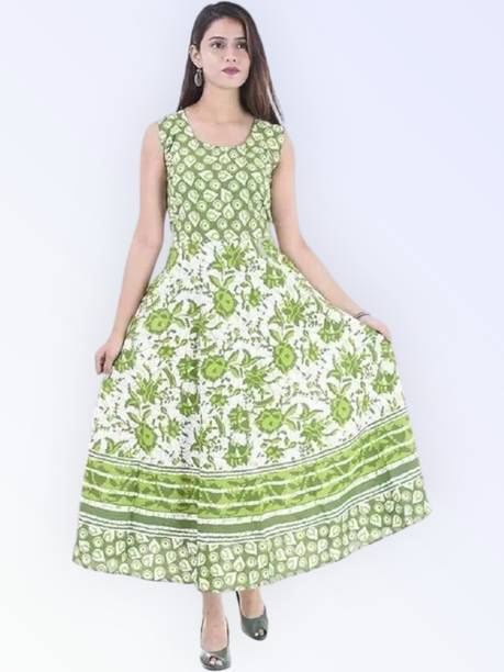Women Ethnic Dress Green Knee Length Dress