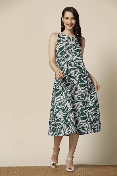 Ompax Women A-line Blue Below Knee Dress