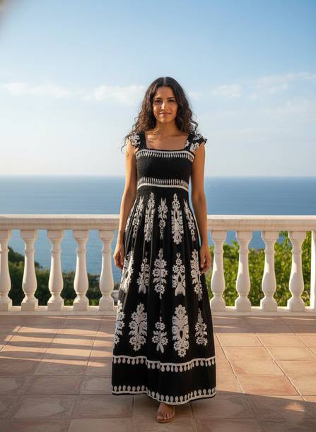 Women Maxi Black Full Length Dress
