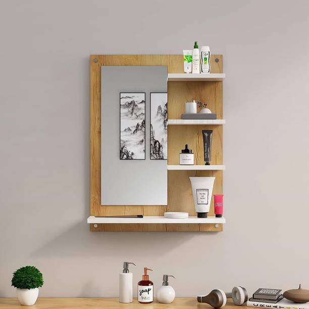 Hexa Red Engineered Wood Dressing Table with Mirror and Shelf Engineered Wood Dressing Table