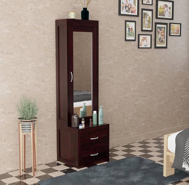 Rajasthali Wood Decor Solid Wood Dressing Table With Mirror For Living Room, Tall Vanity Table, Walnut Solid Wood Dressing Table