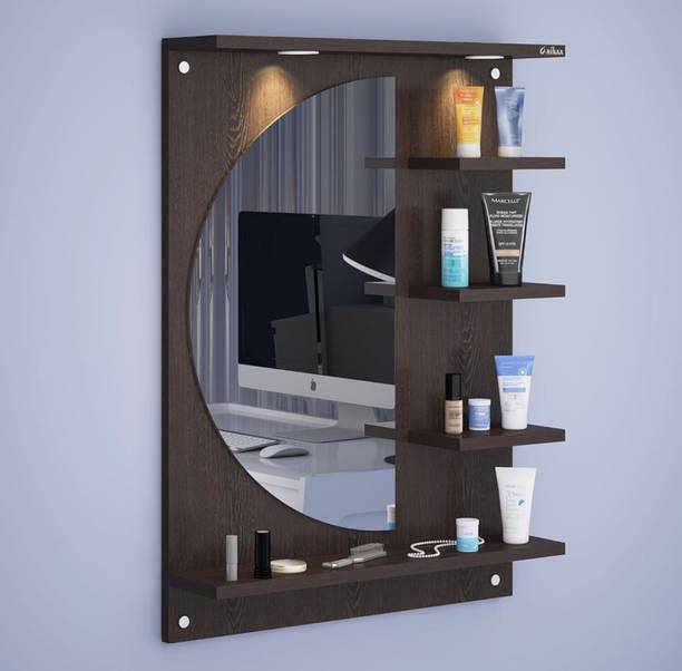 DIY D HD mirror with led and storage for bathroom and dressing room Engineered Wood Dressing Table