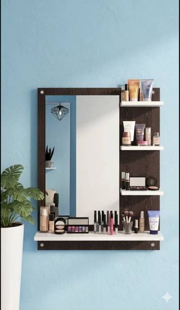 craft by aasha Premium Square Mirror for Living Room Engineered Wood Dressing Table