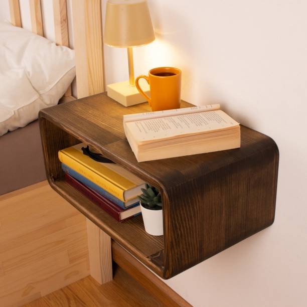 Craftware Craftware Curved Wooden Floating Nightstand,Wooden Bedside Table for Bedroom Solid Wood Dressing Table
