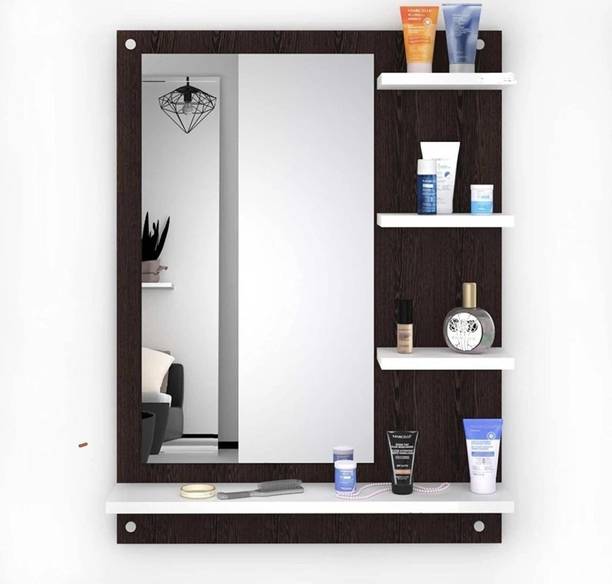 Decorhand Multipurpose Engineered Wood Wall Mount Wall Hanging Dressing Mirrors with Shelf Engineered Wood Dressing Table