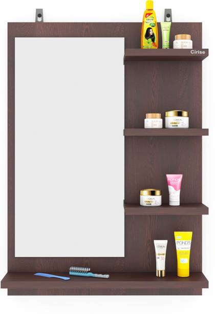 Cirise Wall Mounted Dressing Mirror with Storage Shelves Engineered Wood Dressing Table