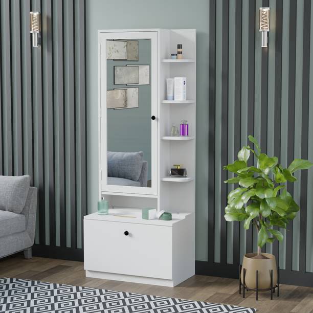 Krishna Wood Decor White Dicco Paint Solid Wood Dressing Table With Storage For Dressing Room Solid Wood Dressing Table
