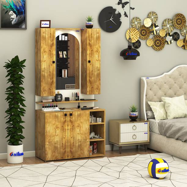 ANIKAA Opulex Dressing Table/Wall Mounted Makeup Vanity Mirror Cabinet with LED Lights Engineered Wood Dressing Table