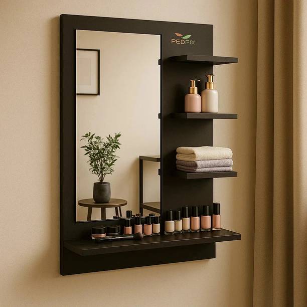 PEDPIX Dressing Table With Mirror/Dressing Wall Mirror with Shelves for Living/Bedroom Engineered Wood Dressing Table