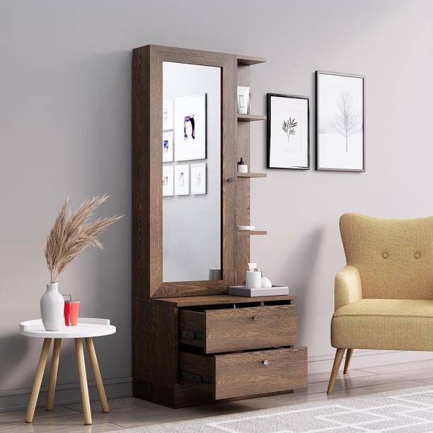 Hexa Red Wooden Dressing Table for Bedroom with 2 Drawer, Mirror and Huge Storage Space Engineered Wood Dressing Table