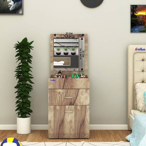 ANIKAA LYF-VT02 Makeup Vanity Table Trolley with Mirror & Sitting Seat | 360° Caster Engineered Wood Dressing Table