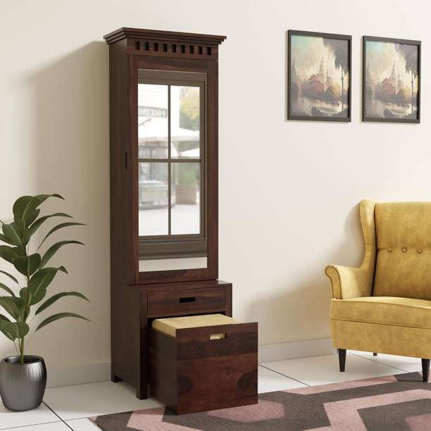 Green pearl Green pearl Sheesham Wood Dressing Table with Door Storage Solid Wood Dressing Table