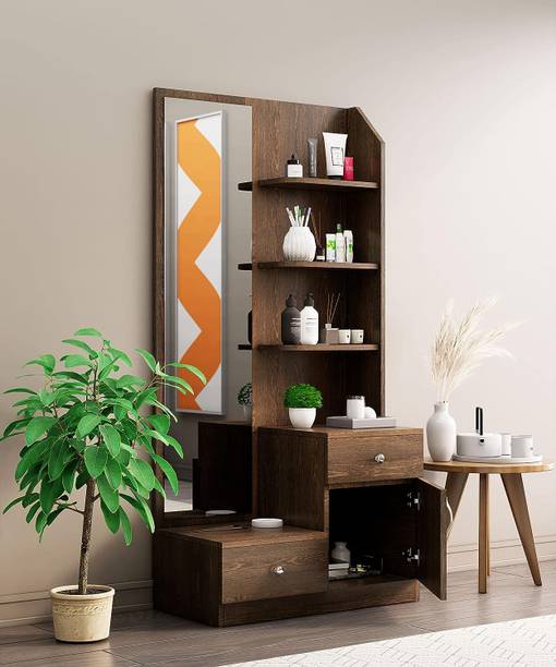 Hexa Red Dressing Table with Mirror and 2 Drawer With 1 Door Storage Shelf for Bedroom Engineered Wood Dressing Table