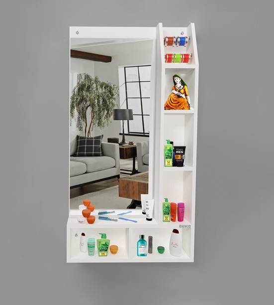 ERAWUD Wall Hanging Mirror With Open Shelf Storage For Bedroom Engineered Wood Dressing Table