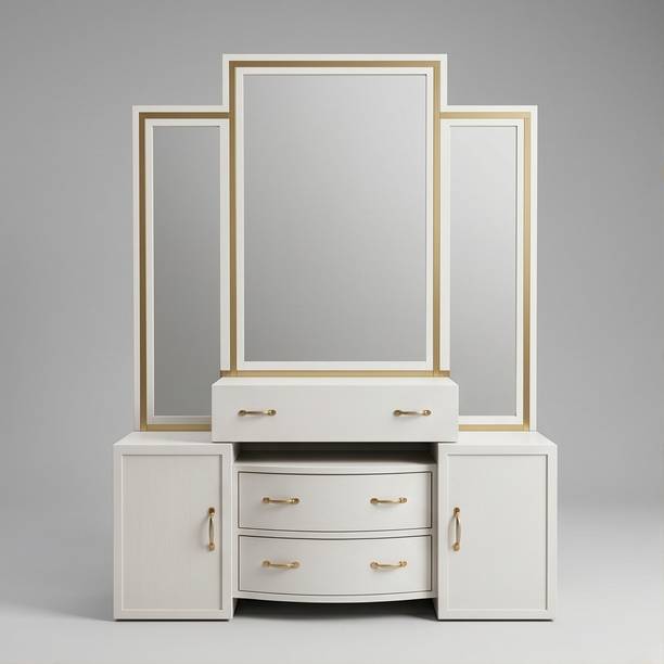 AAYAT Dressing Table for Bedroom with Drawer, Mirror and Huge Storage Space Engineered Wood Dressing Table