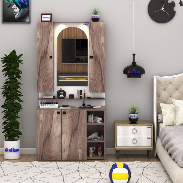 ANIKAA Opulex Dressing Table/Wall Mounted Makeup Vanity Mirror Cabinet with LED Lights Engineered Wood Dressing Table