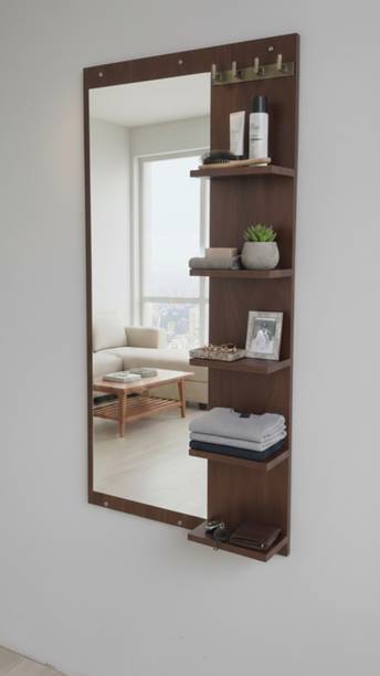 Regal Furniture Makeup Organiser Vanity Mirror with Shelf, Bangle Holder & Hook Engineered Wood Dressing Table