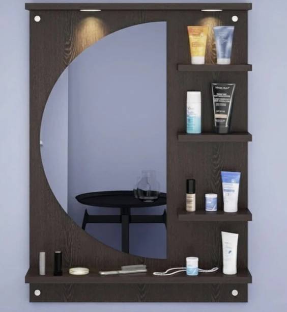 RADHACRAFT Radhacraft D Shape Mirror With Led Lights Engineered Wood Dressing Table