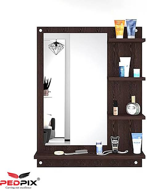 PEDPIX Dressing Table With Mirror/Dressing Wall Mirror with Shelves for Living/Bedroom Engineered Wood Dressing Table