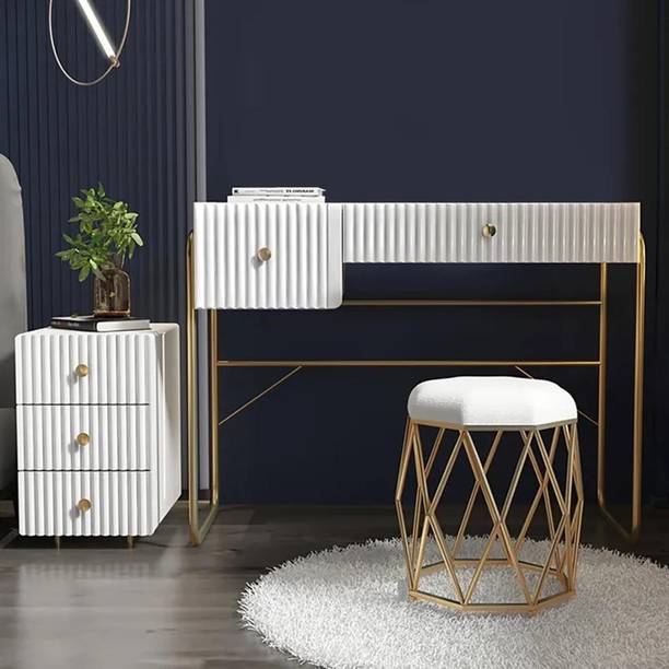 NG Decor Makeup Vanity Set with Cabinet & Stool & Mirror 4-Piece Bedroom Vanity Set Engineered Wood Dressing Table