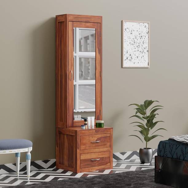 Green pearl Green pearl Sheesham Wood Dressing Table with Door Storage Solid Wood Dressing Table