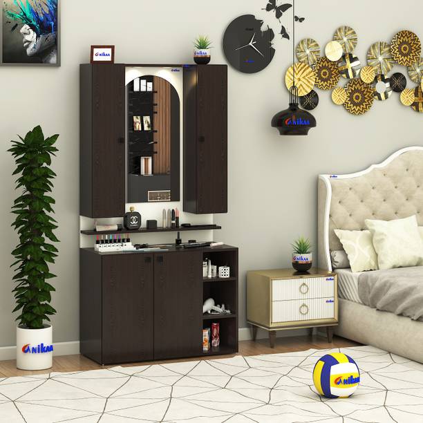 ANIKAA Opulex Dressing Table/Wall Mounted Makeup Vanity Mirror Cabinet with LED Lights Engineered Wood Dressing Table