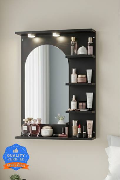 DIY HOME ARC HD mirror with led and storage for bathroom and dressing room Engineered Wood Dressing Table