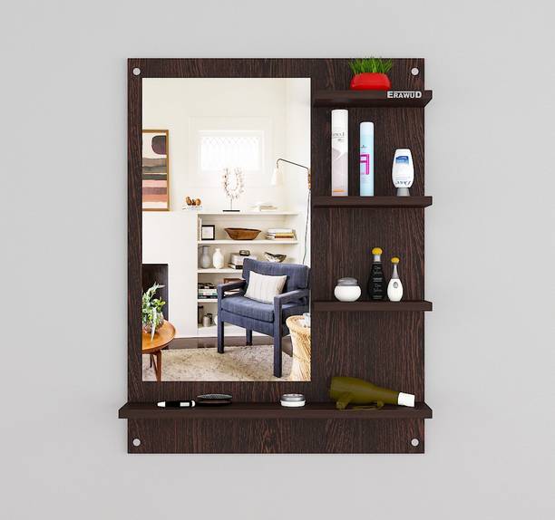 ERAWUD Wall Mount Dressing Table Mirror with Shelves For Living Room Home Décor Engineered Wood Dressing Table