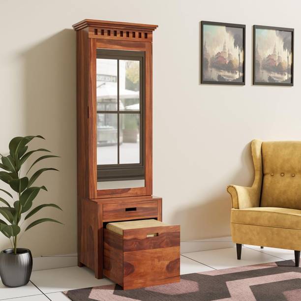Green pearl Green pearl Dressing Table with Mirror and Storage 2 Deawer Solid Wood Dressing Table
