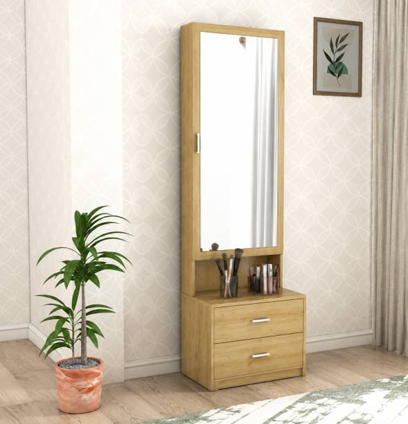 DiamondF Wooden Dressing Table with Full Length Mirror & 2 Storage Drawers Engineered Wood Dressing Table