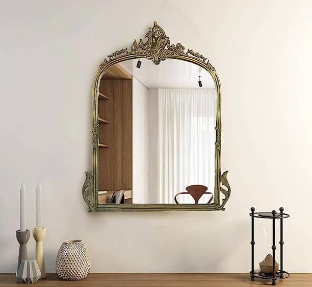 Corsica Designs Victorian Arched Hand-Casted Full-Length Mirror | Vintage Brass Glass Dressing Table