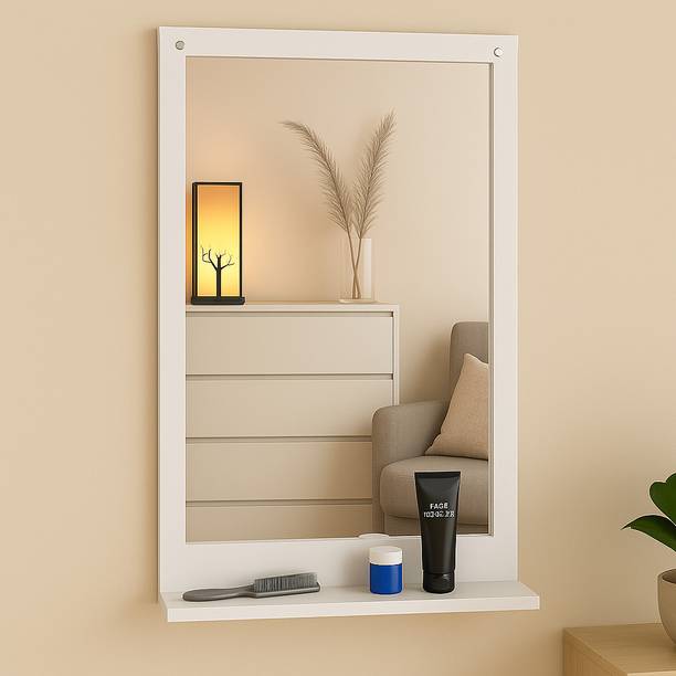 PEDPIX Wall Mount Mirror Series White Engineered Wood Dressing Table