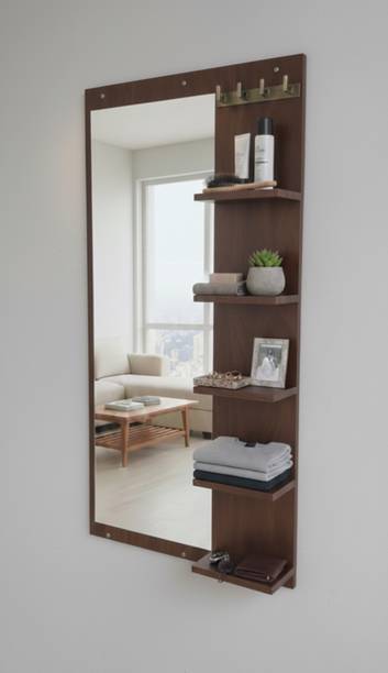 DIY HOME King size full length walnut dressing mirror unit Engineered Wood Dressing Table