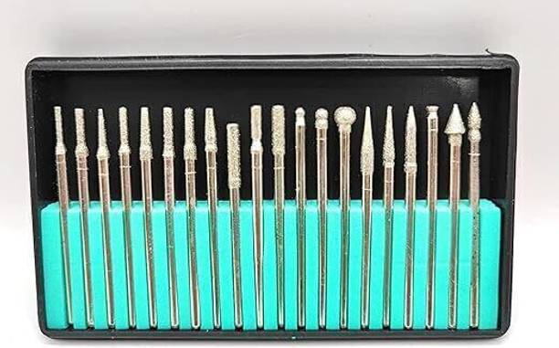 T H TOOLS CENTRE TH-02 Diamond Drill Burr Bits 30X Silver for Carving and Engraving (20)