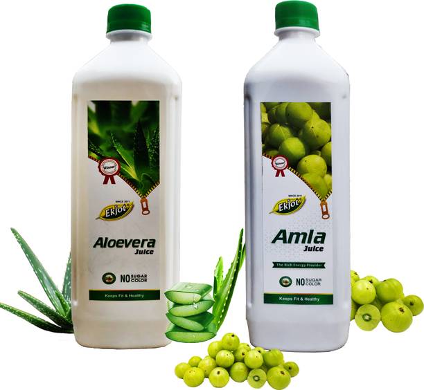Ekjot Amla Juice 1L & Aloe Vera Juice (With Pulp) 1L | Detox Pack