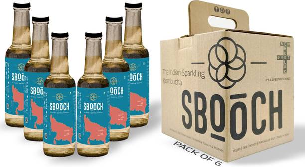 Sbooch Tulsi-Lemon Kombucha Tea Beverage,Antioxidant,Fermented GlutenFree Healthy Drink