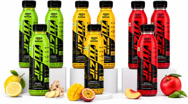 VITZIP Zero added Sugar Variety Pack (aap,e peach & mango passionCombo)