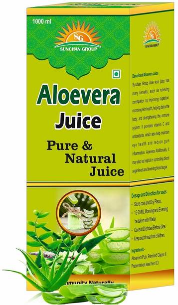 Sunchan Group Aloevera juice Gwarpatha juice Ghritkumari 1 Ltr With Fruit Juice Box Pack of 1