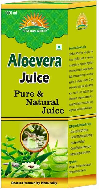 Sunchan Group Aloevera 1 Ltr Gwarpatha juice Ghritkumari Natural Fruit Juice Box Pack of 1